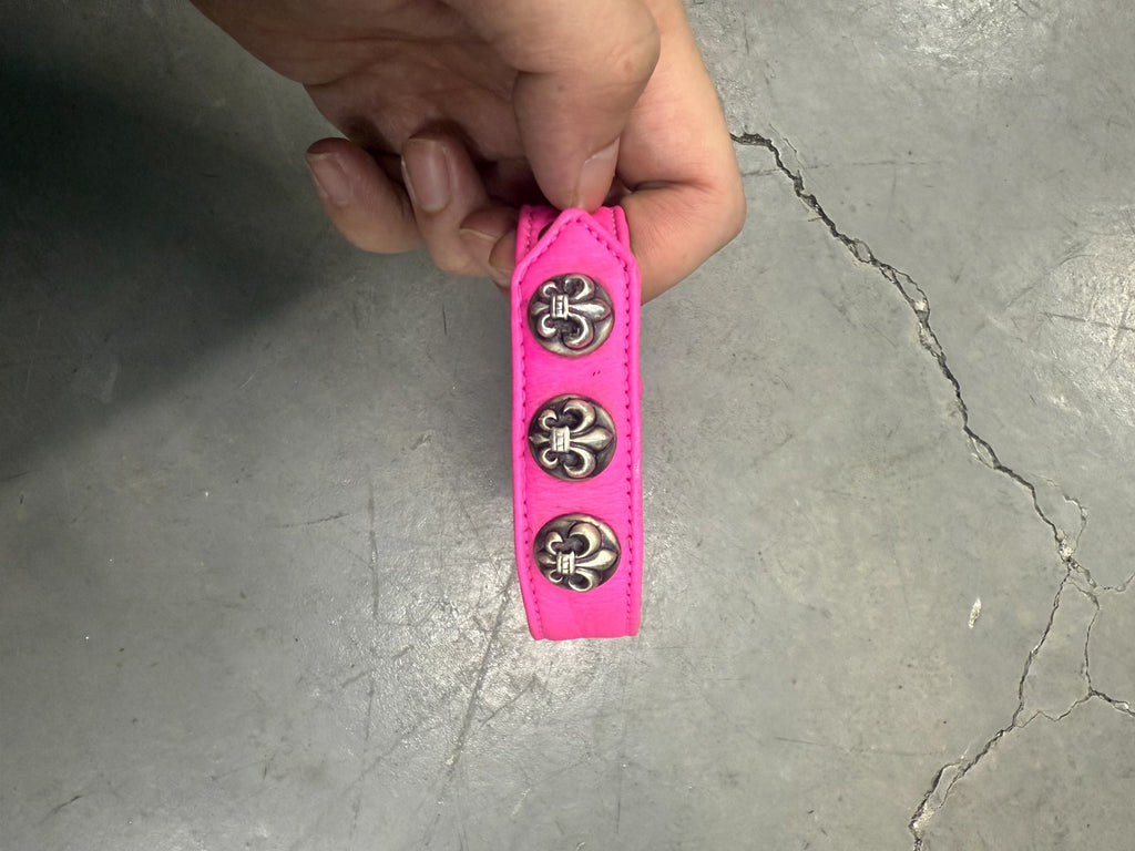 Chrome Hearts Scout Flower Pink Leather Bracelet Limited Edition