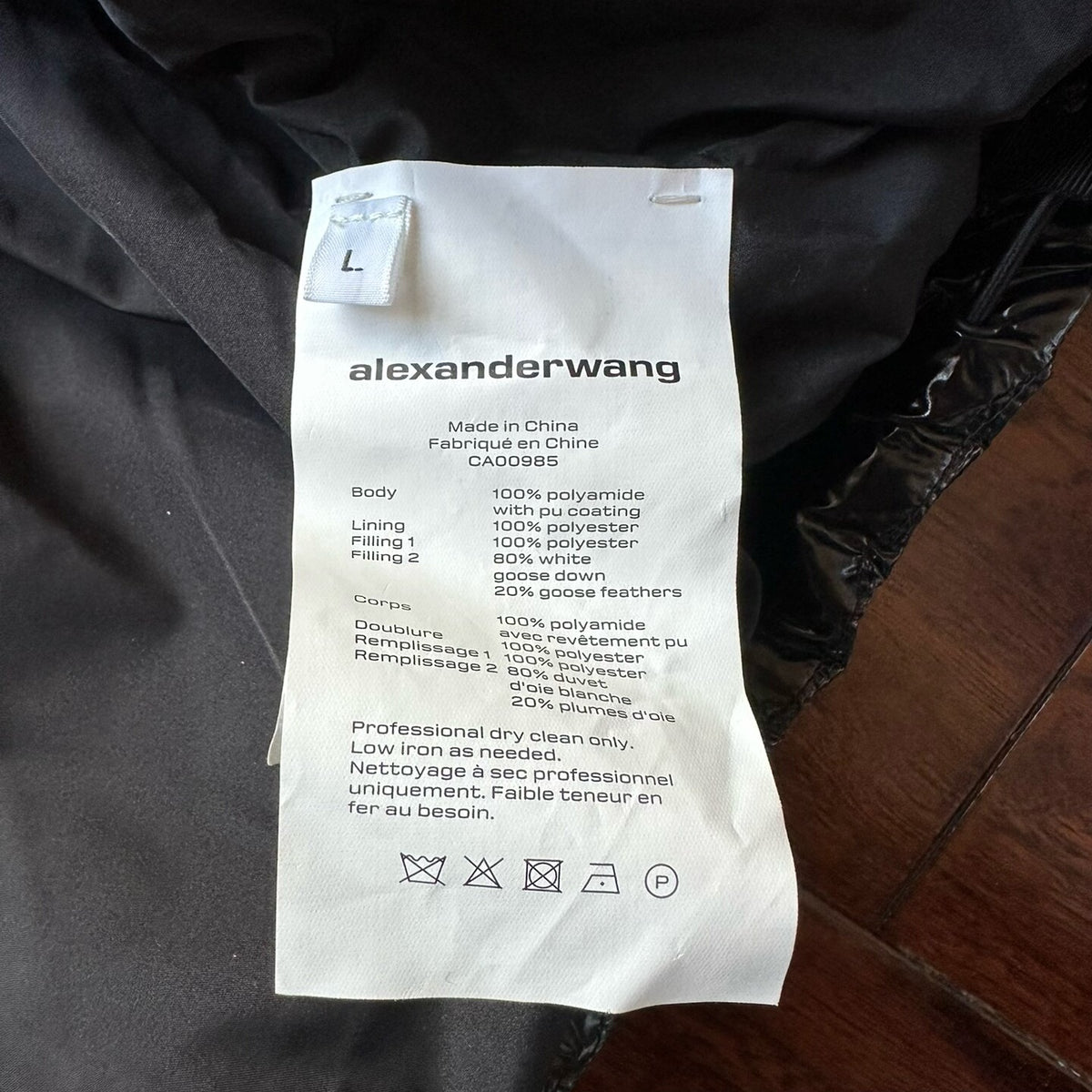 Alexander Wang Black Zip Hooded Down Jacket