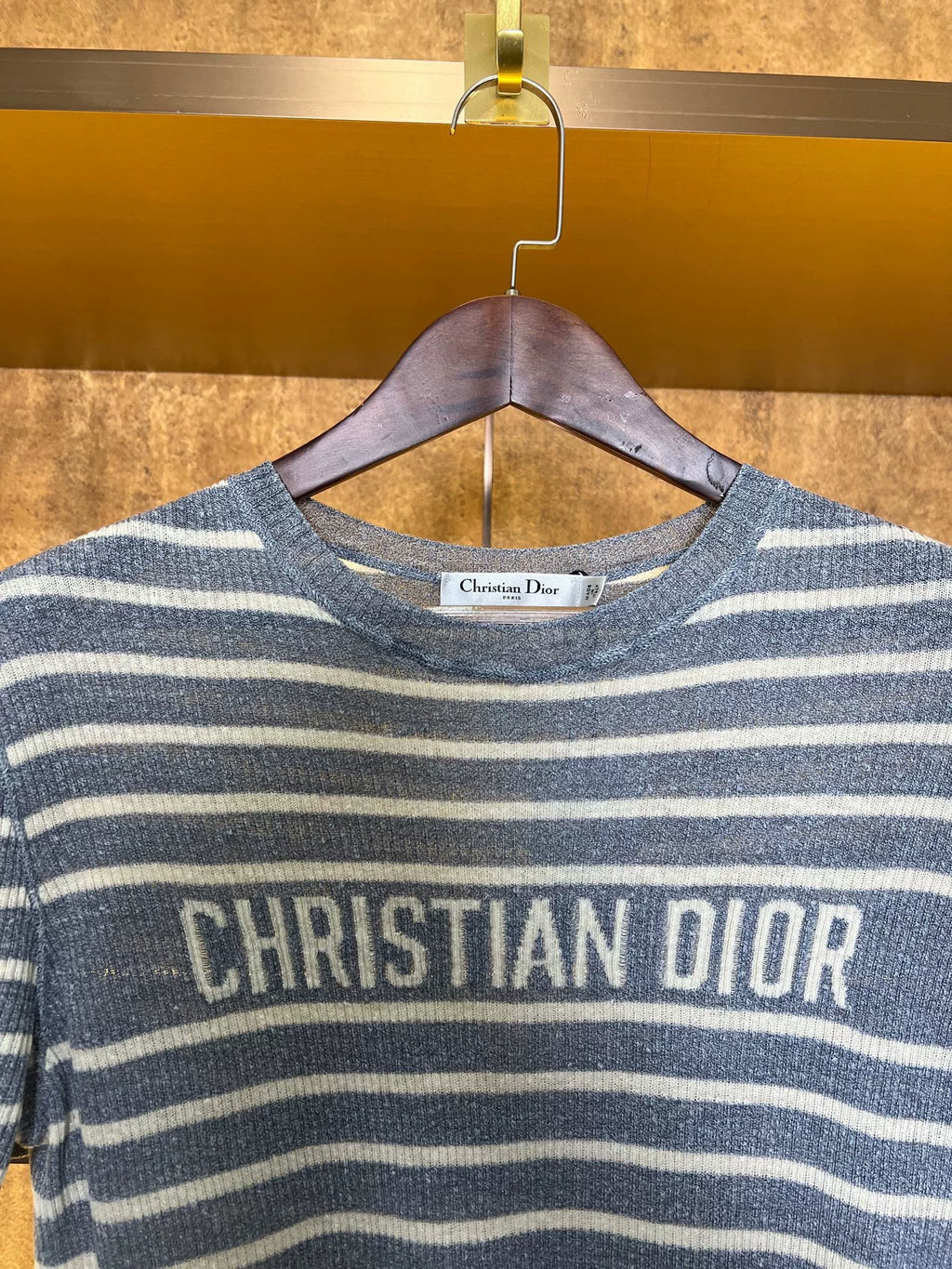 Dior Grey Blue Knit Short Sleeve Top