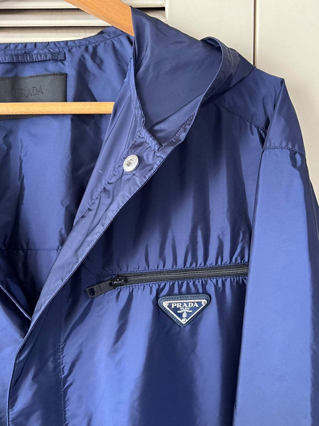 Prada Blue Nylon Triangle Logo Jacket