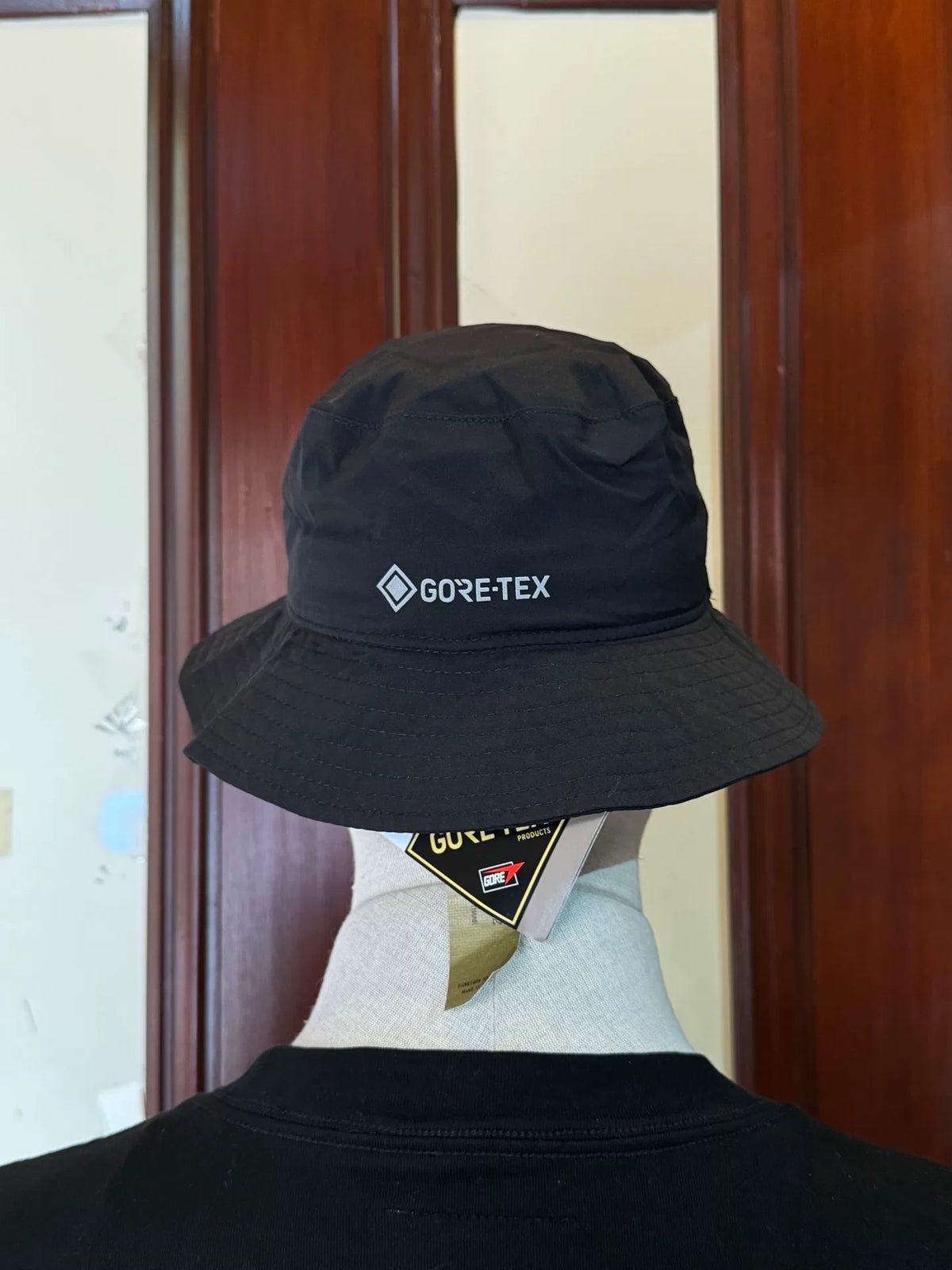 Yohji Yamamoto × New Era Black Gore-tex Signature Logo Fisherman Hat