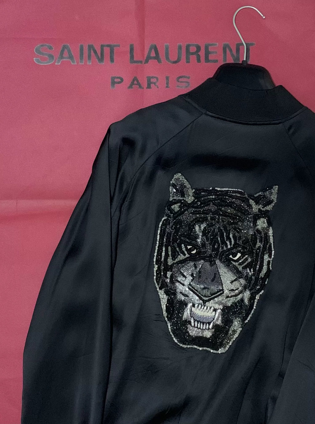 Saint Laurent 16SS Black Sequined Embroidered Jacket