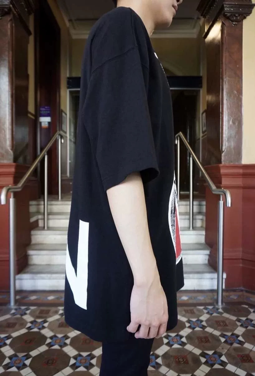 Undercover SS18 Black Eyes SN Spiritual Noise Print Oversized Cotton T-Shirt