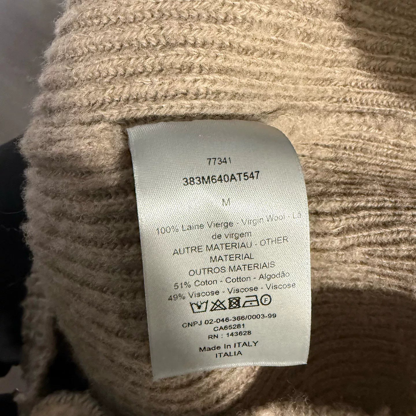 Dior Color-Blocked Zip Stand Collar Long Sleeve Sweater