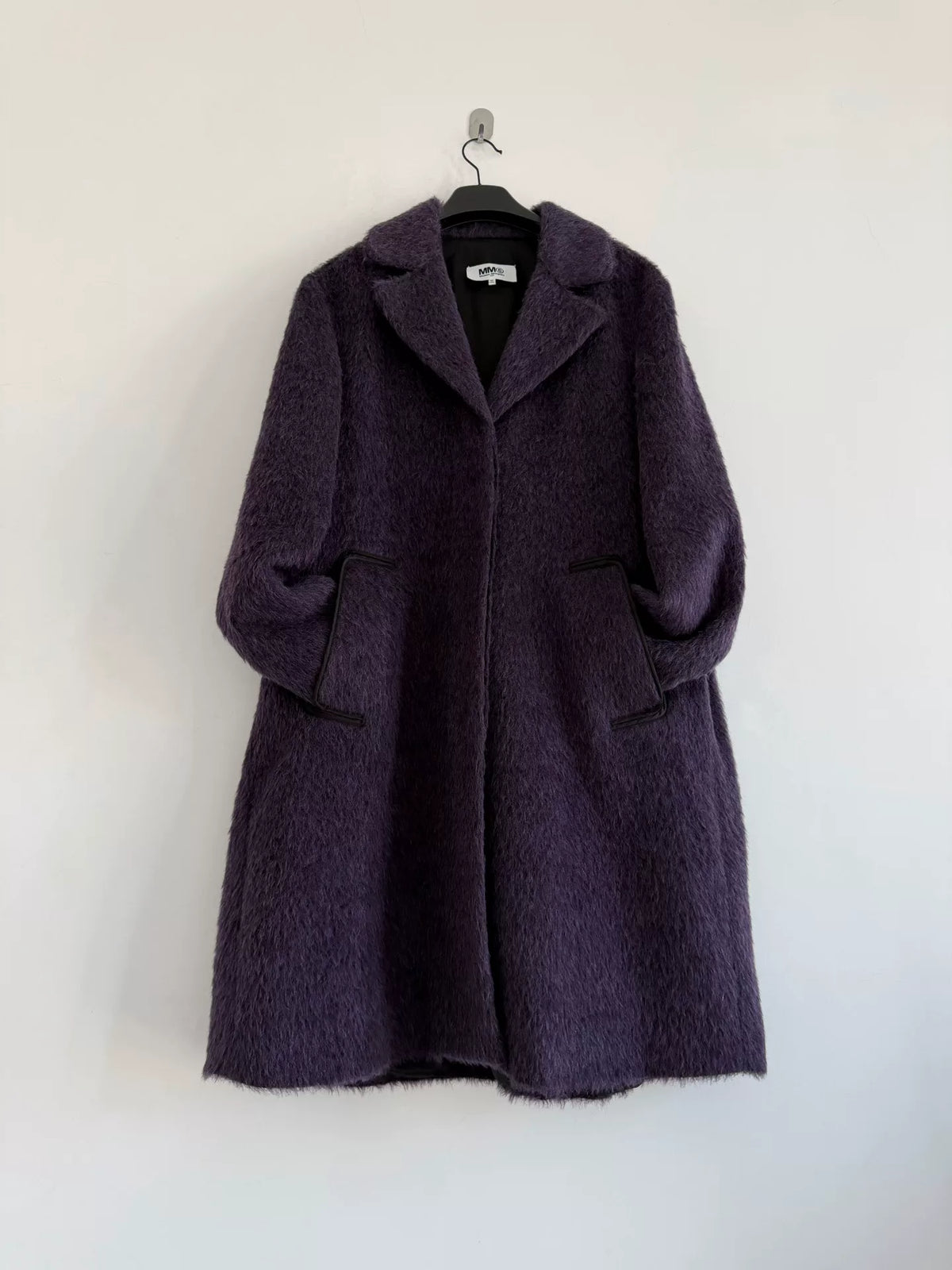 MM6 Maison Margiela Dark Grape Purple Umbrella Pleats Wool Mohair Blend Coat