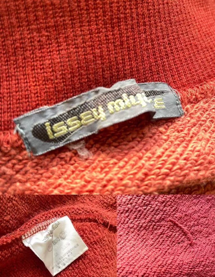 Issey Miyake 1985 Scarlet Peak Red Distressed Sweatshirt