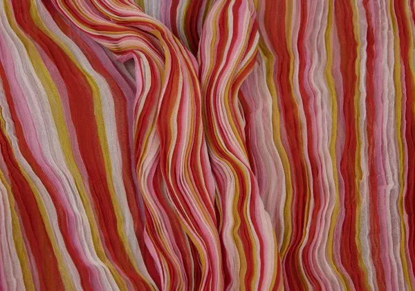 Issey Miyake Vintage Red Striped Pleated Top