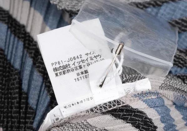 Issey Miyake Vintage Blue Striped Pleated Top