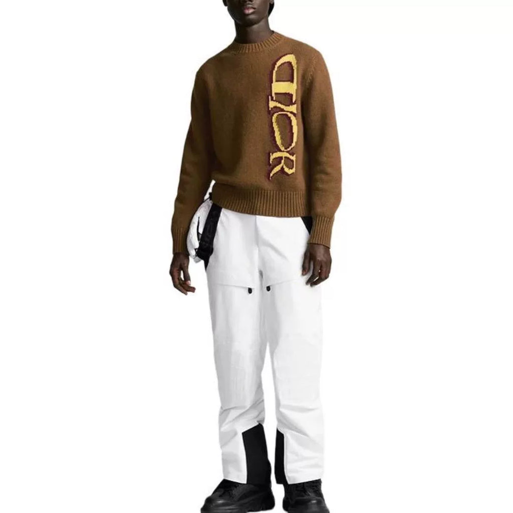 Dior And Lewis Hamilton Logo Wool Brown Knit Sweater