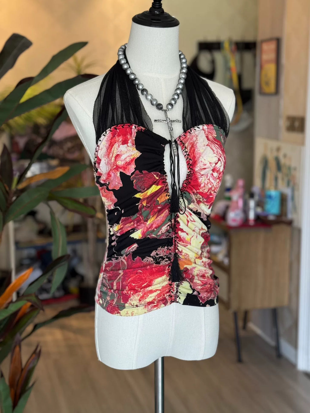 jean paul gaultier Gaultier JPG floral print halter strap top