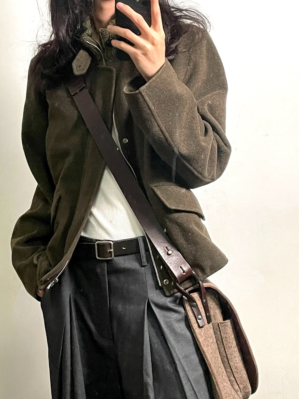 Dries van Noten Wool Messenger Bag