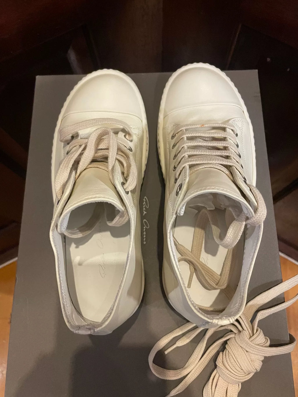 Rick Owens SS18 White Lambskin Sneakers