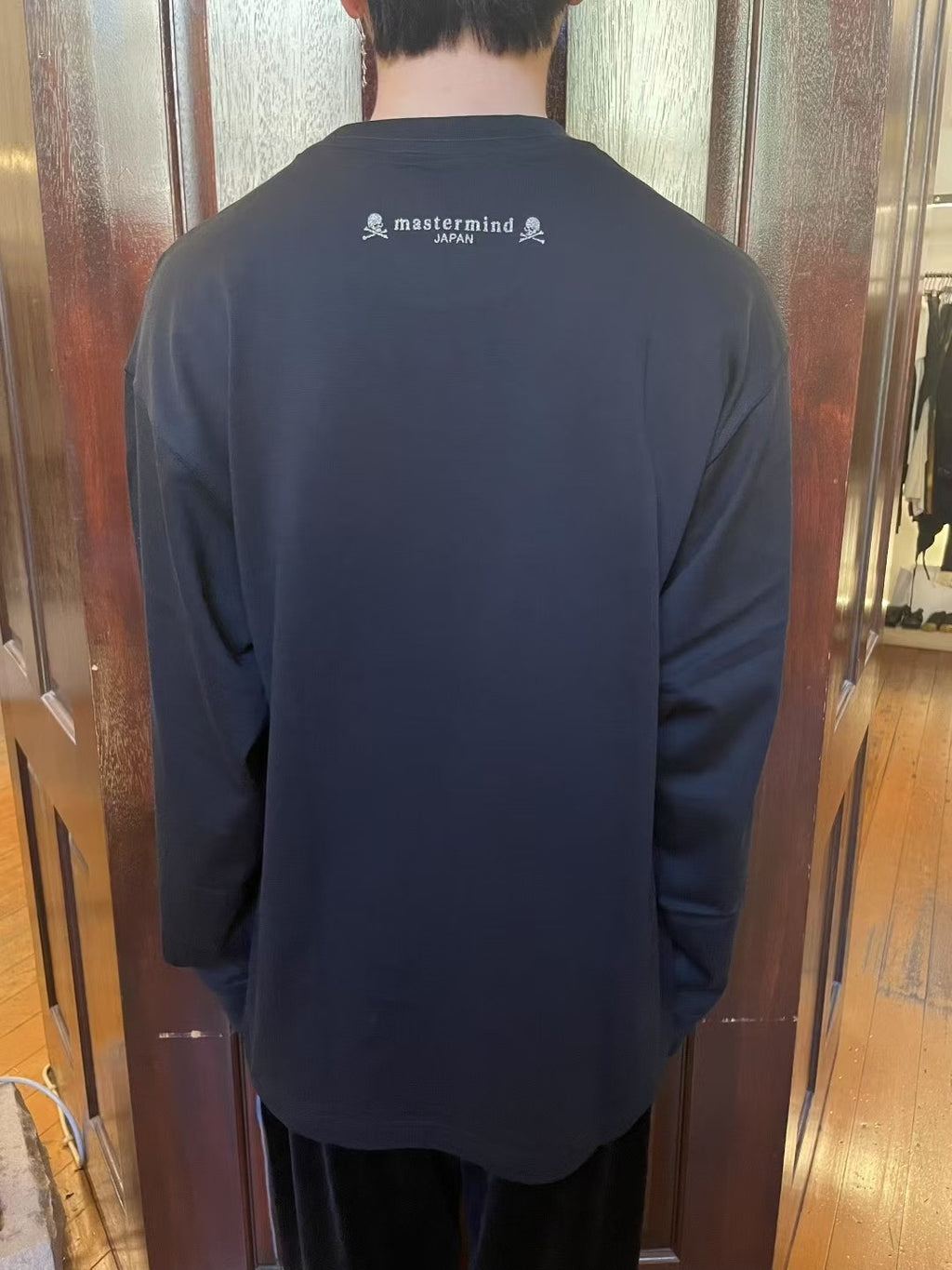 mastermind Japan FW25 Black Loopwheel Glitter Skull Suvin Cotton Long Sleeve T-Shirt