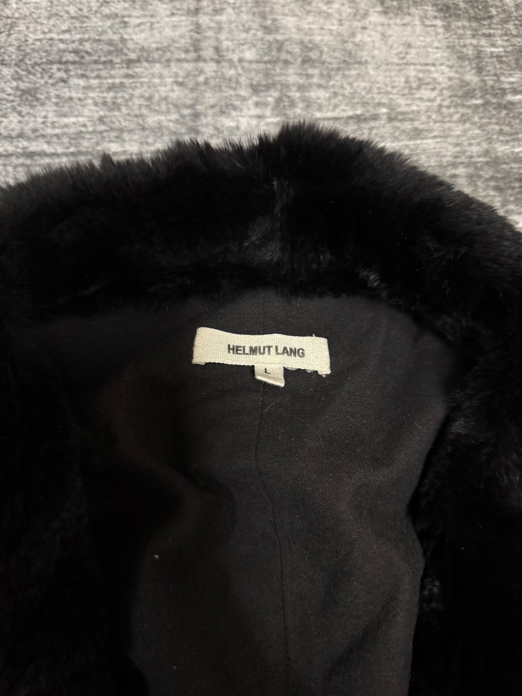 Helmut Lang Dark Goatskin Rabbit Fur Long Coat