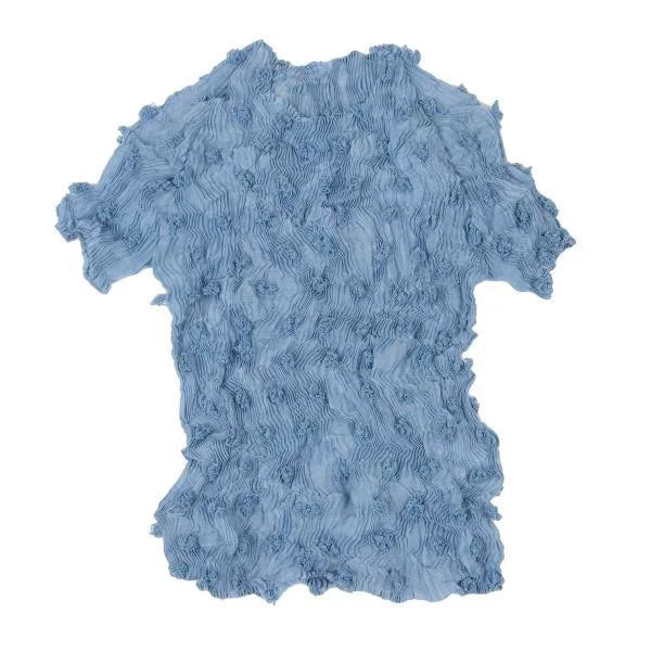 Issey Miyake Vintage Blue Pom-Pom Pleated Top
