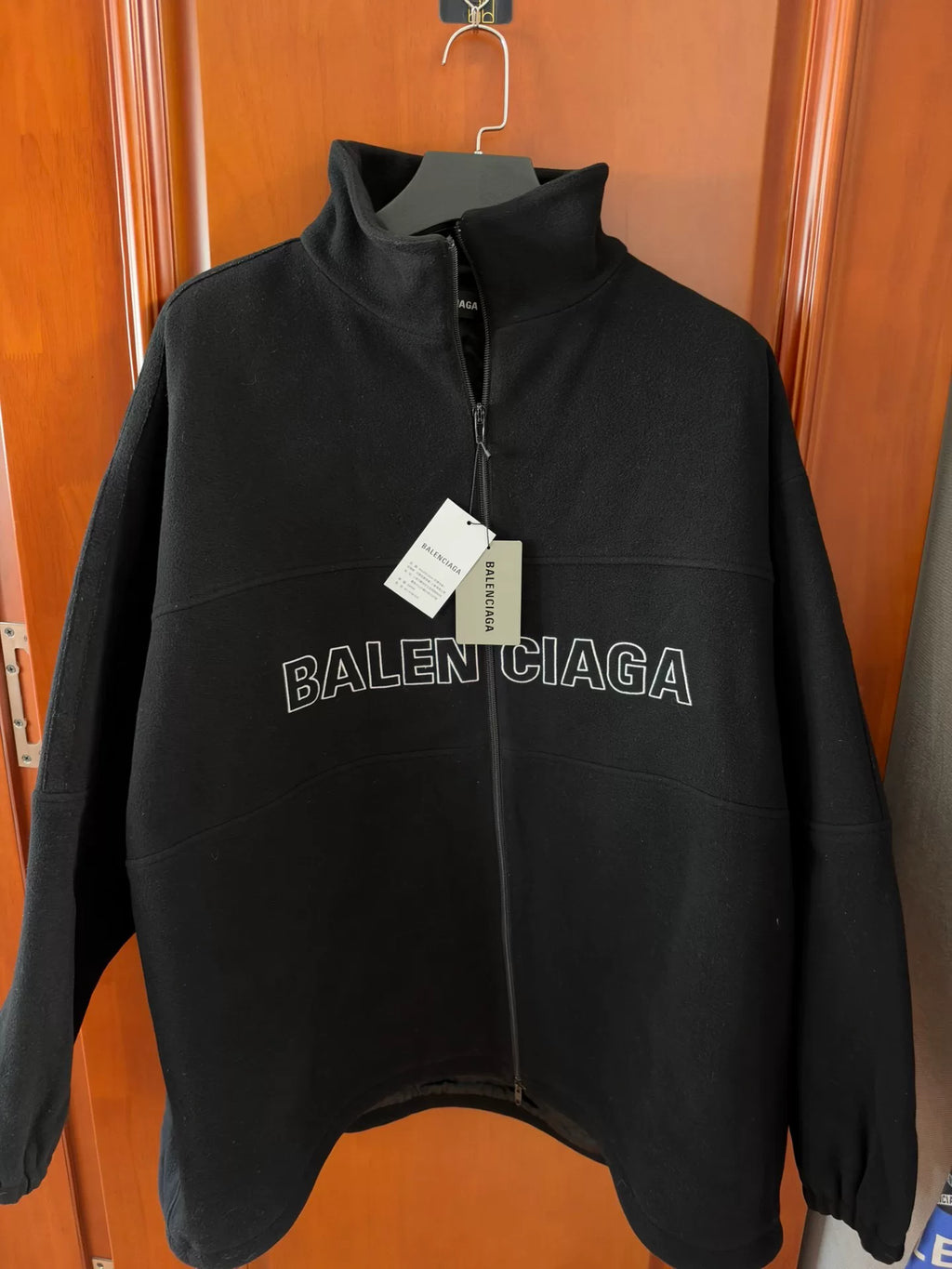 Balenciaga Black Large Logo Fleece Padded Jacket