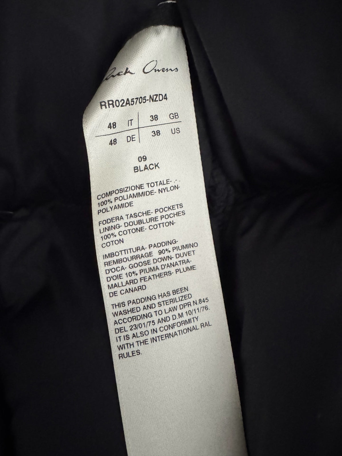 Rick Owens Beetle Down Jacket