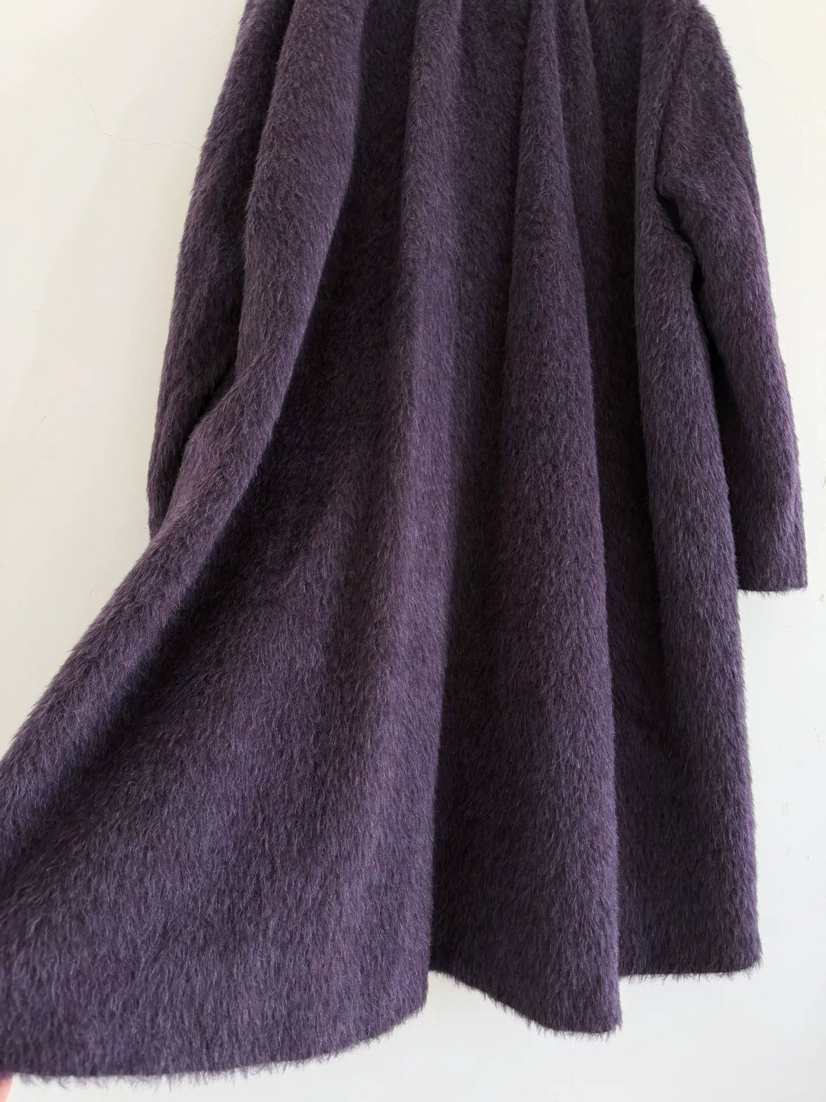 MM6 Maison Margiela Dark Grape Purple Umbrella Pleats Wool Mohair Blend Coat