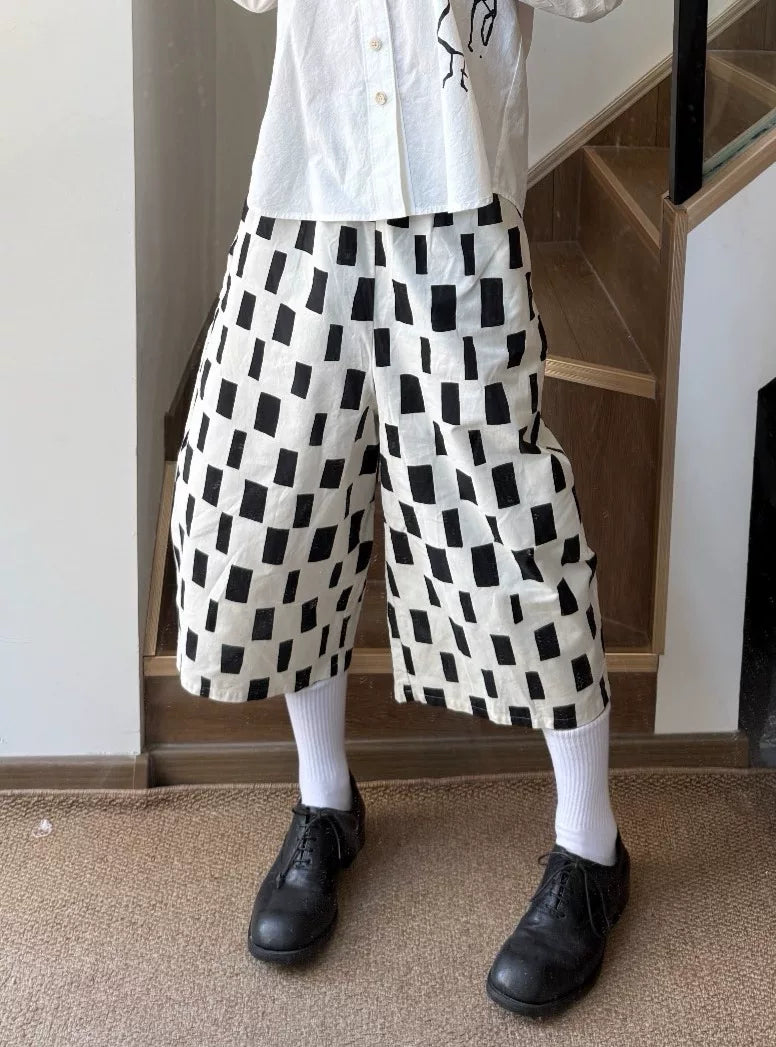 Junya Watanabe Black White Plaid Lantern Shorts