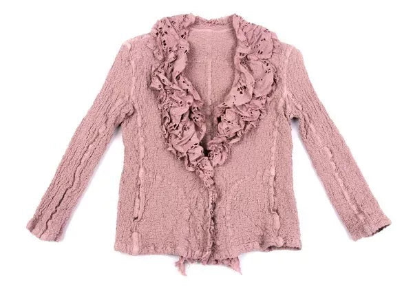 Issey Miyake Vintage Pink Lace Pleated Top