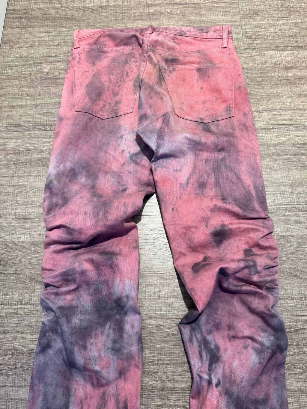 Vlone Pink Paint Splattered Stacked Denim