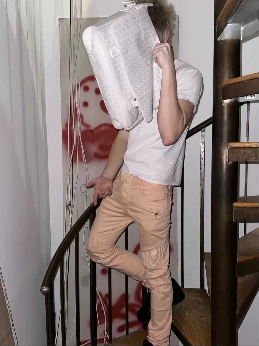 Balmain Homme AW12 Peach Biker White Jeans by Olivier Routeing