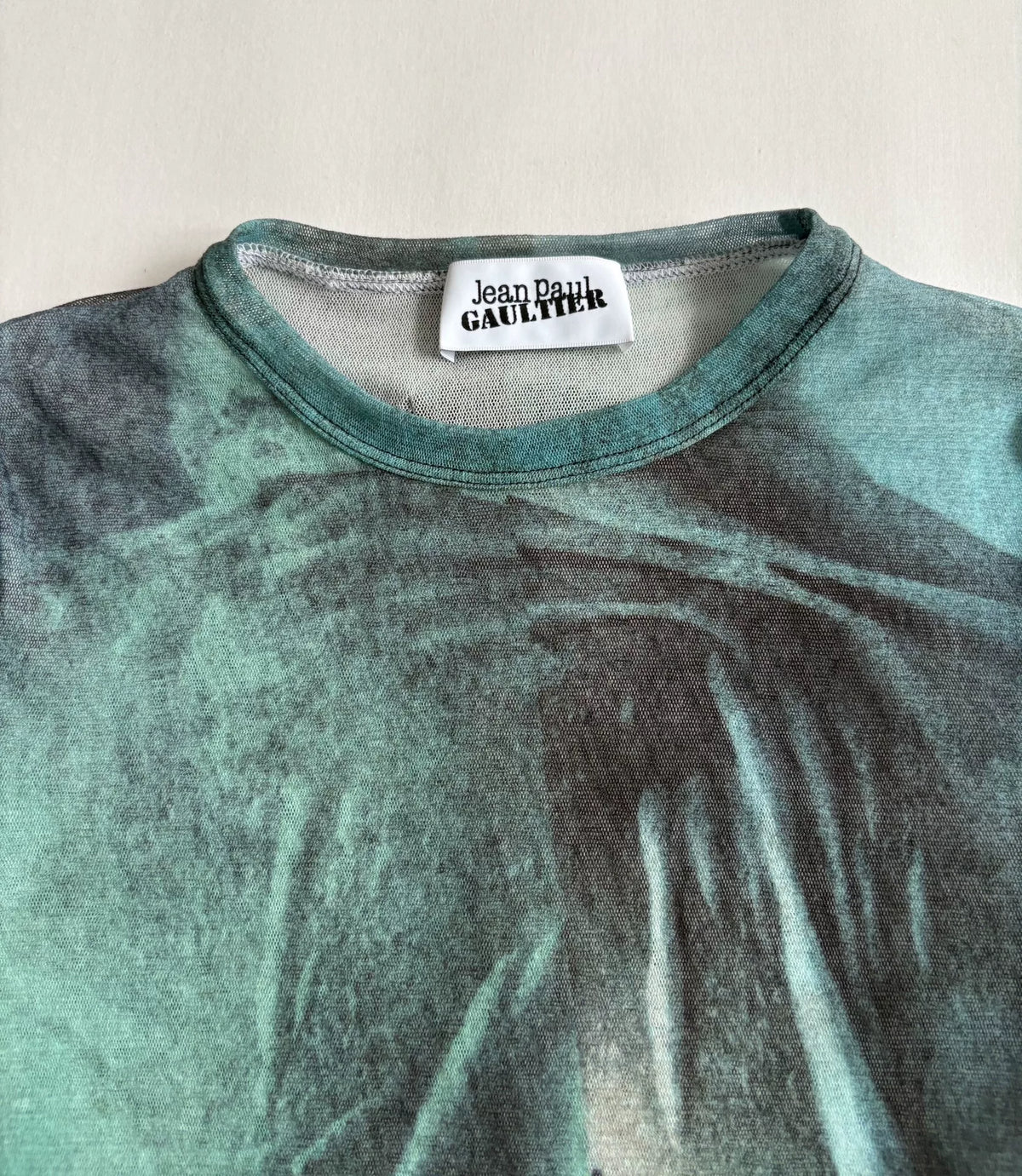 Jean Paul Gaultier mesh garment Gaultier printed mesh top