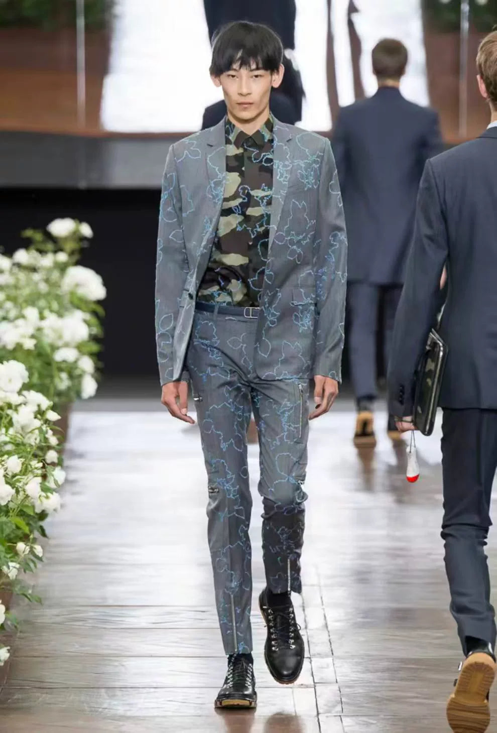 Dior Homme 16SS Runway Blue Gray Suit Wool