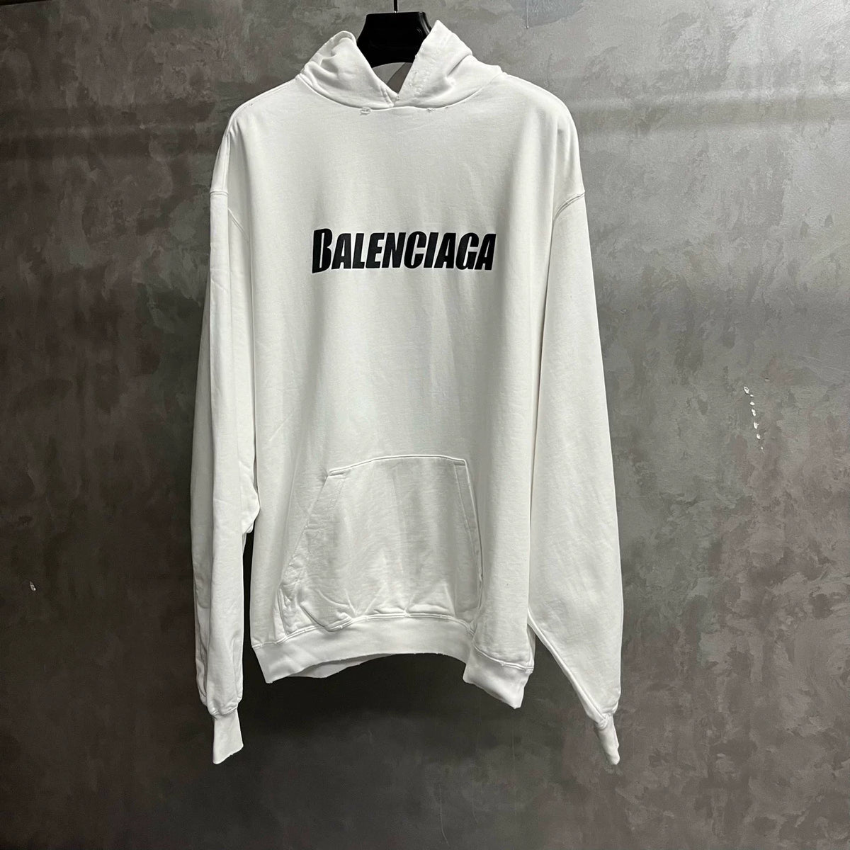 Balenciaga White Logo Print Hooded Sweater