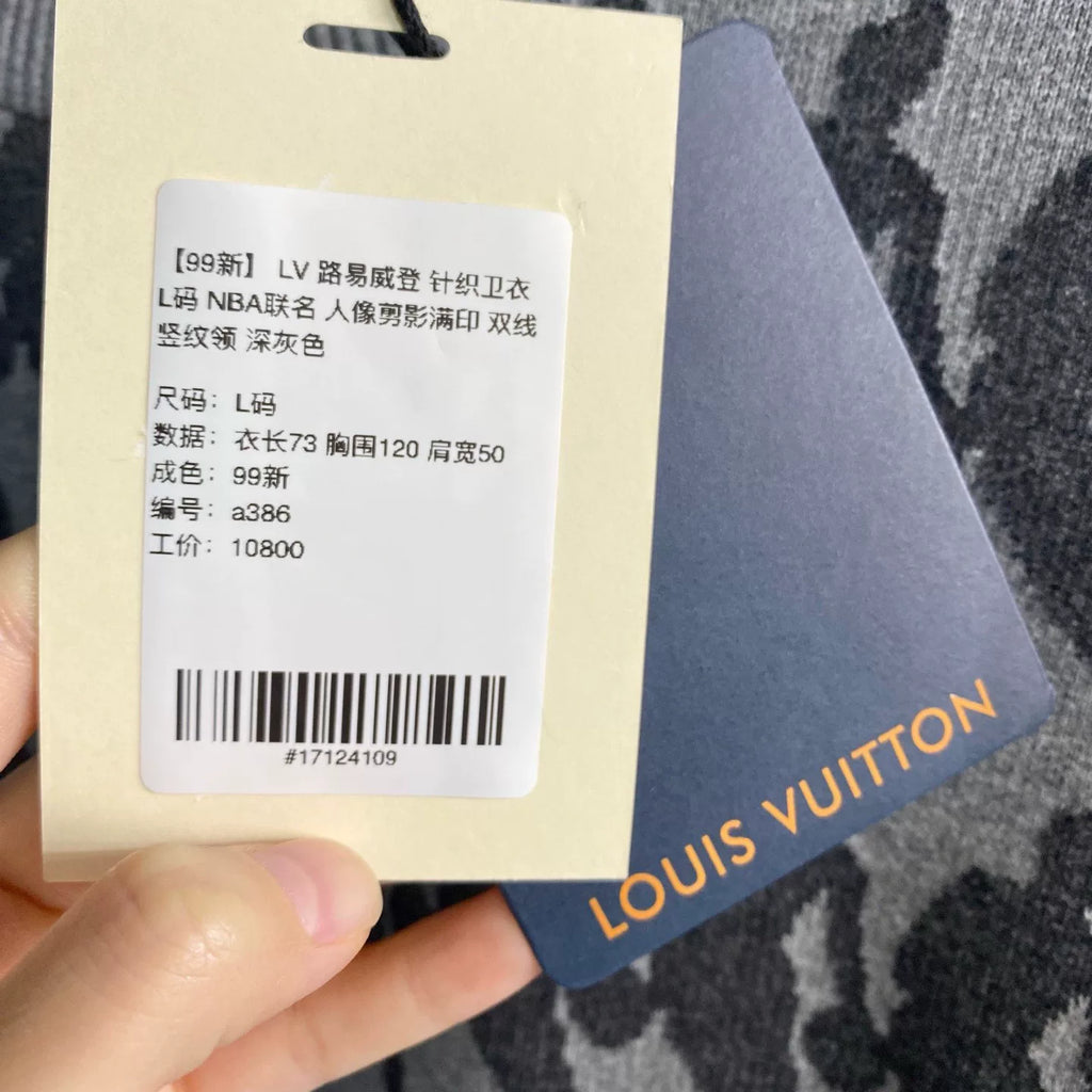 Louis Vuitton Knit Nba Portrait All-Over Print Gray Hoodie