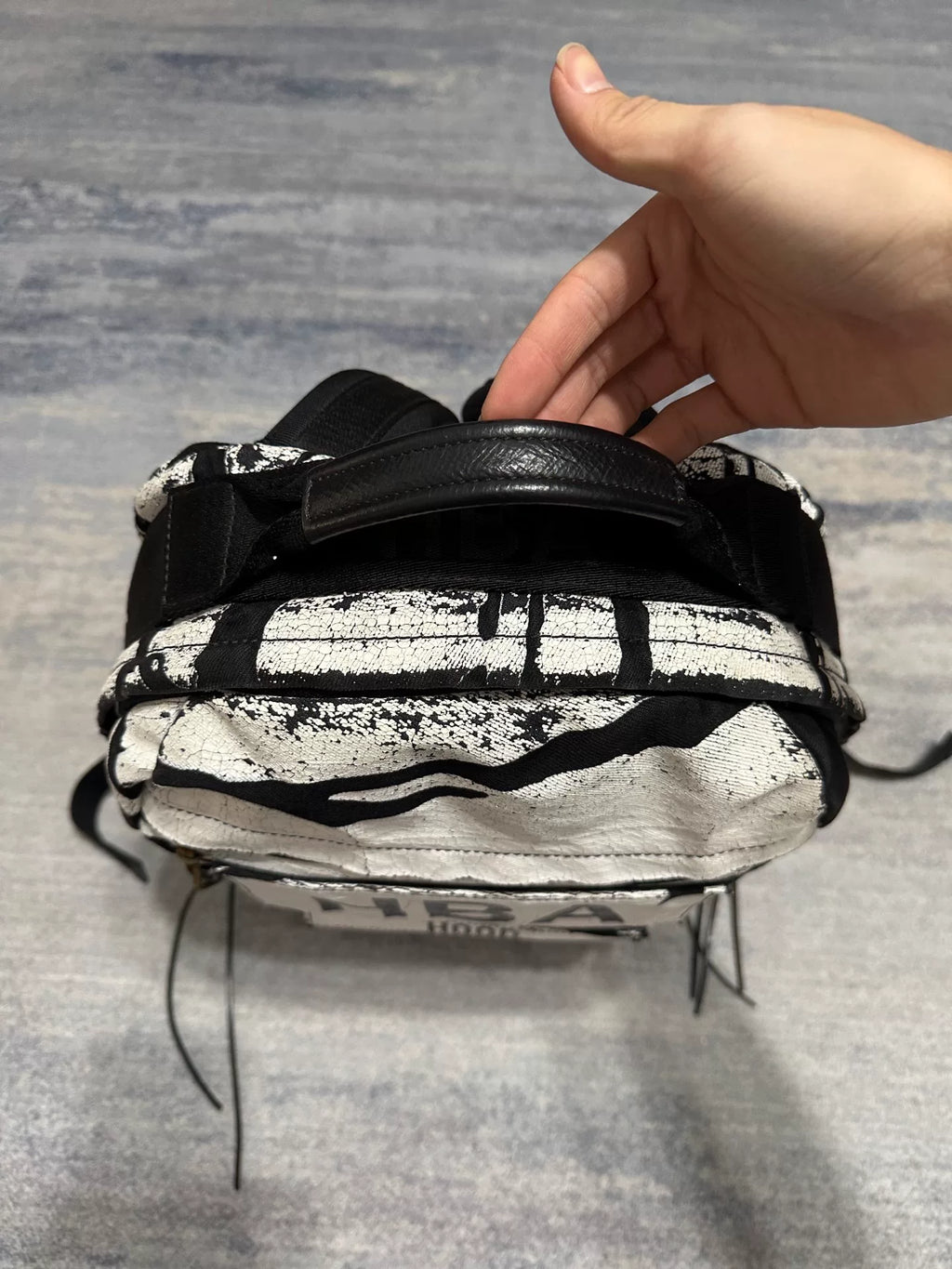 Hood By Air Print Leather Hba SS16 Runway Cracked Paint Backpack