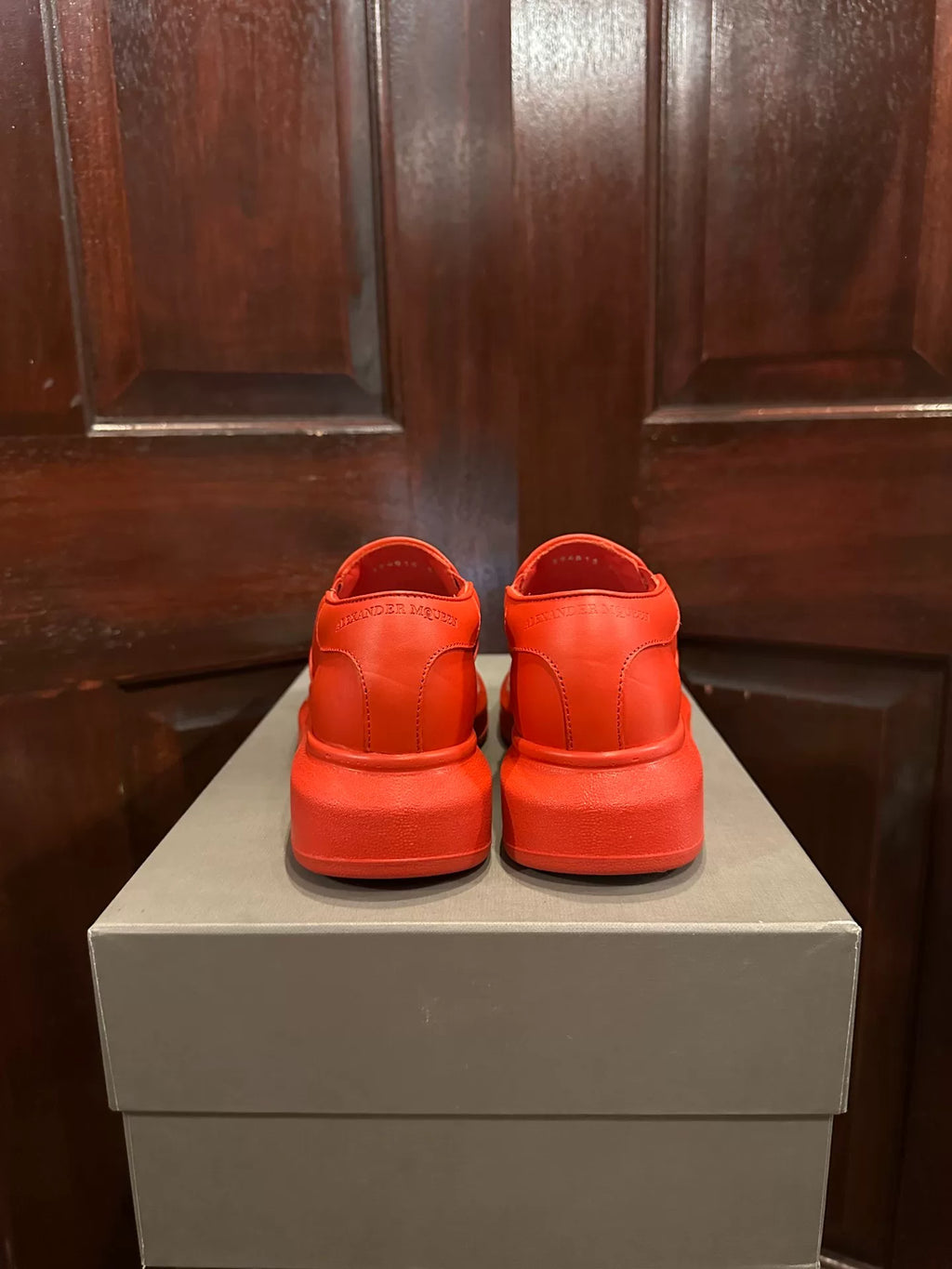 Alexander McQueen Red Thick-Sole Slip-On Sandals