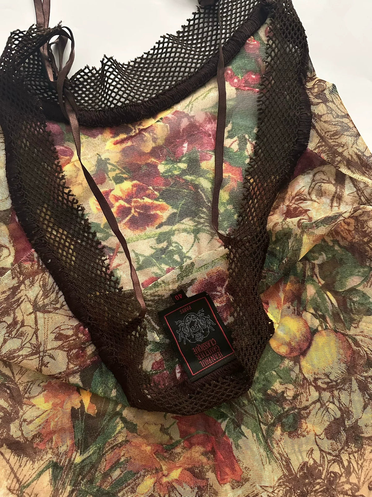 Jean Paul Gaultier 1999 Mesh Print Top