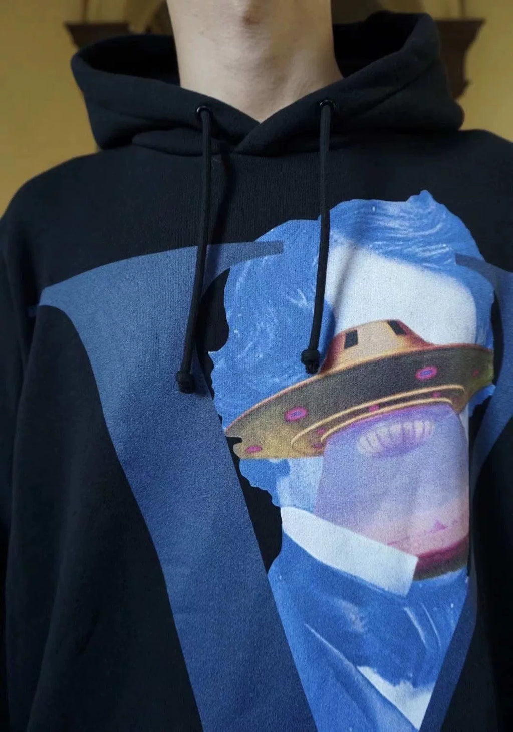 Undercover × VALENTINO Time Traveler Print Hooded Cotton Sweater