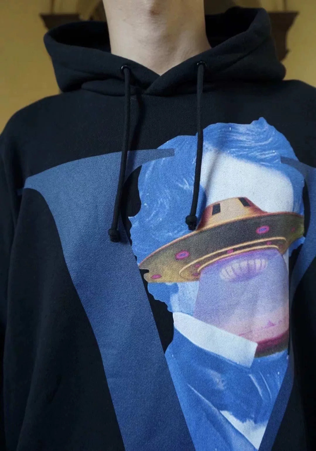 Undercover × VALENTINO Time Traveler Print Hooded Cotton Sweater