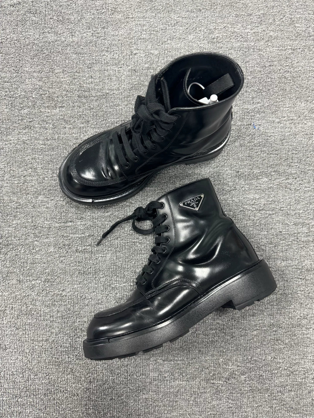 Prada Triangle Logo Black Boots