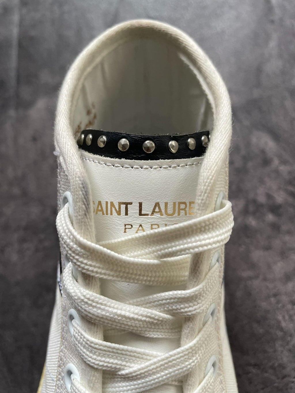 Saint Laurent SL/37 SS16 Checkered Rivet High-Top Canvas Shoes