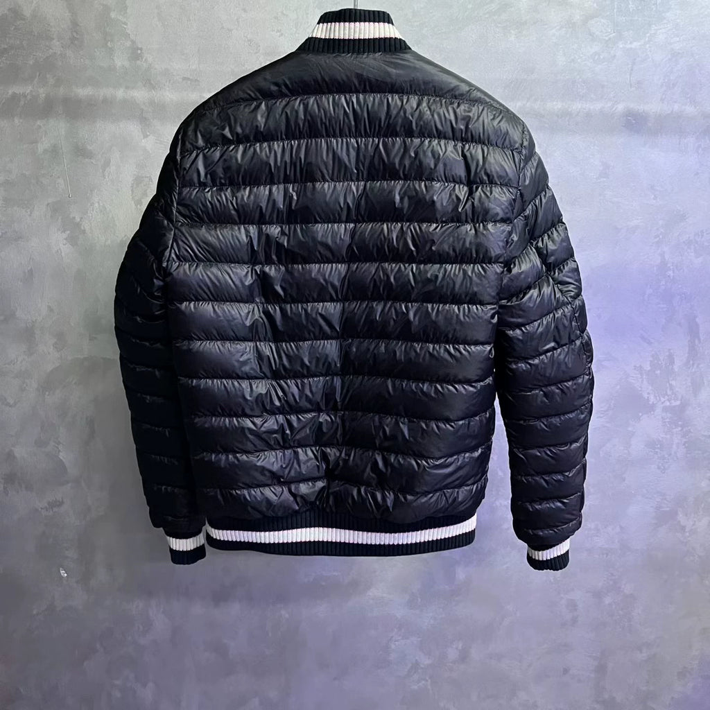 Moncler Colorblock Stripe Reversible Stand-Collar Down Jacket