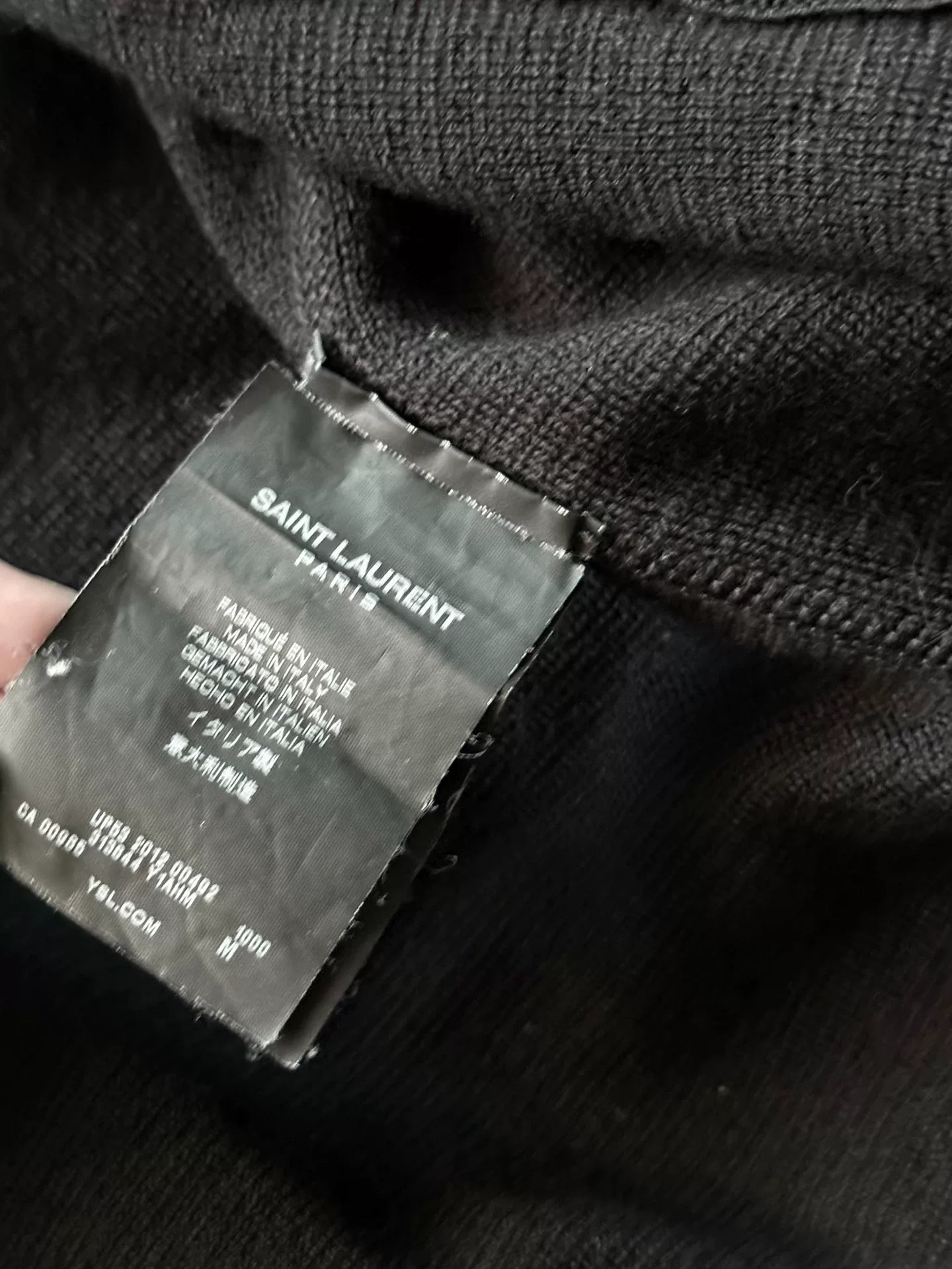 Saint Laurent Paris 13SS Black Leather Elbow Patch Detachable Hood Zip-Up Hoodie by Hedi Slimane