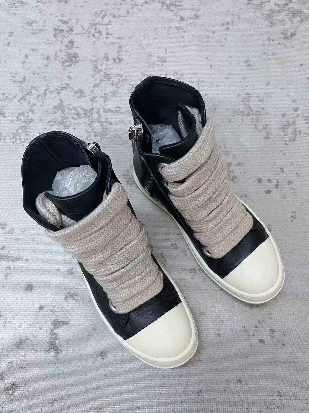 Rick Owens Black and White Tank Sole Large Converse Sneakers