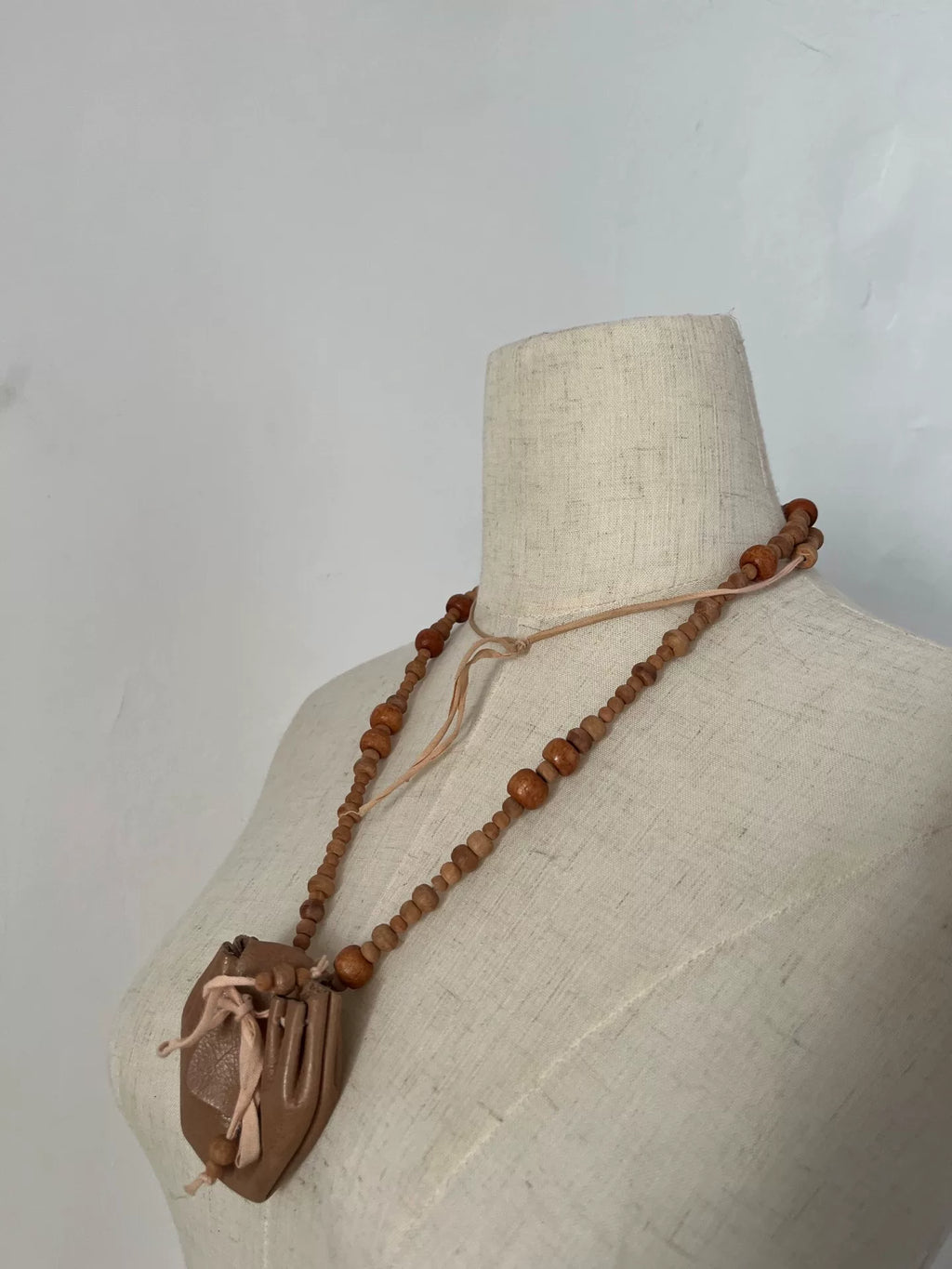 ann demeulemeester necklace wooden beads brown