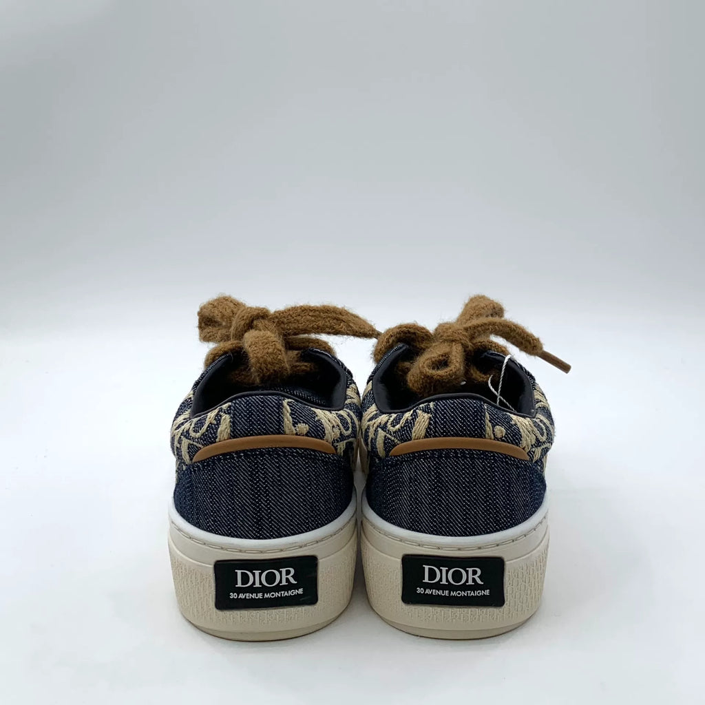 Dior B33 Spin Navy Blue Logo Jacquard All-Over Print Lace-Up Chunky Sneakers