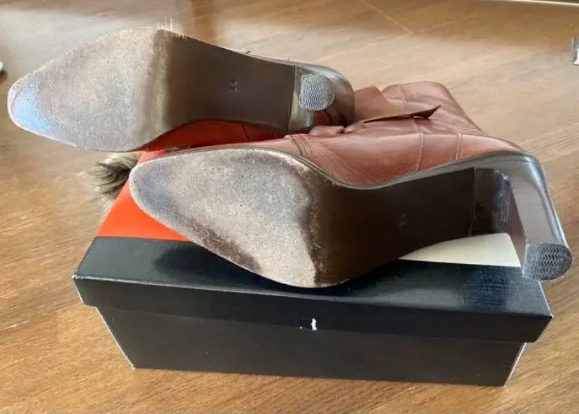 Issey Miyake Strappy Faux Fur Leather Boots High Heels