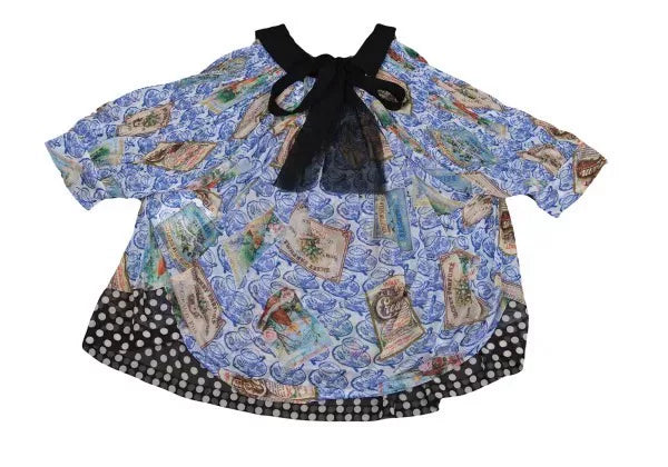 COMME des GARCONS Vintage Blue Floral Crew Neck Top