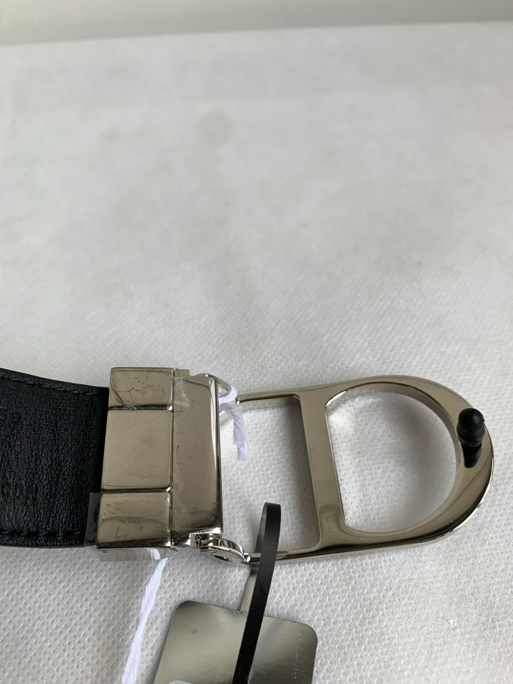 Dior Black Crocodile-Embossed Silver CD Belt