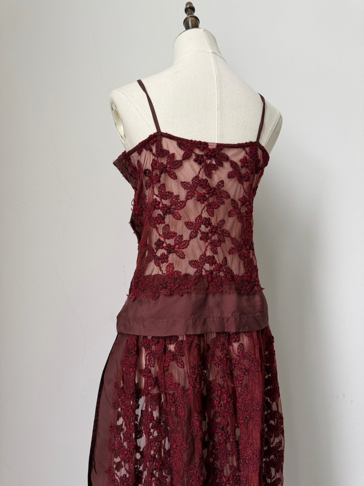Comme Des Garcons 2000 Cutout Lace Two-Piece Wool Panel Midi Dress