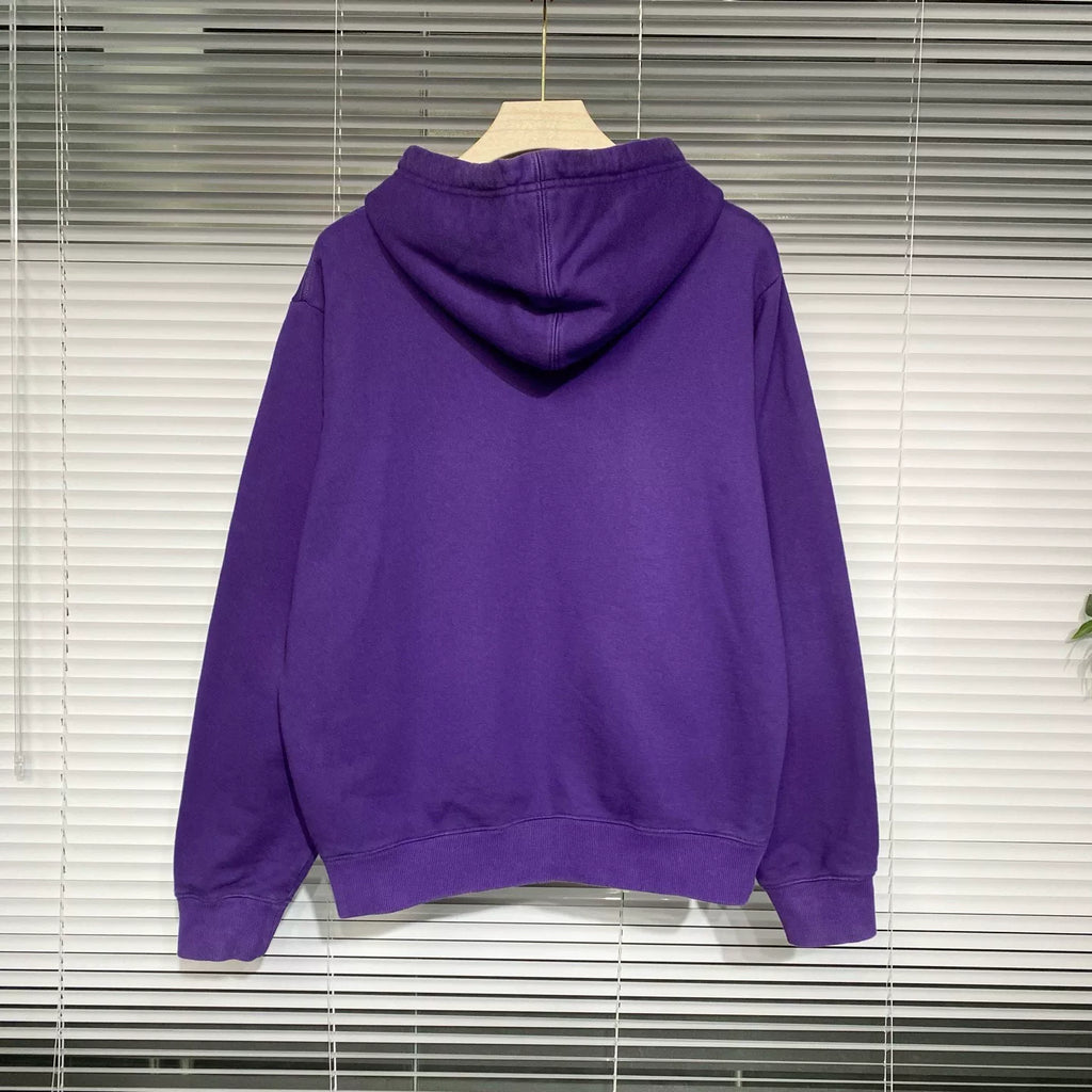 Dior Hooded Gradient Floral Embroidered Logo Cotton Purple Hoodie
