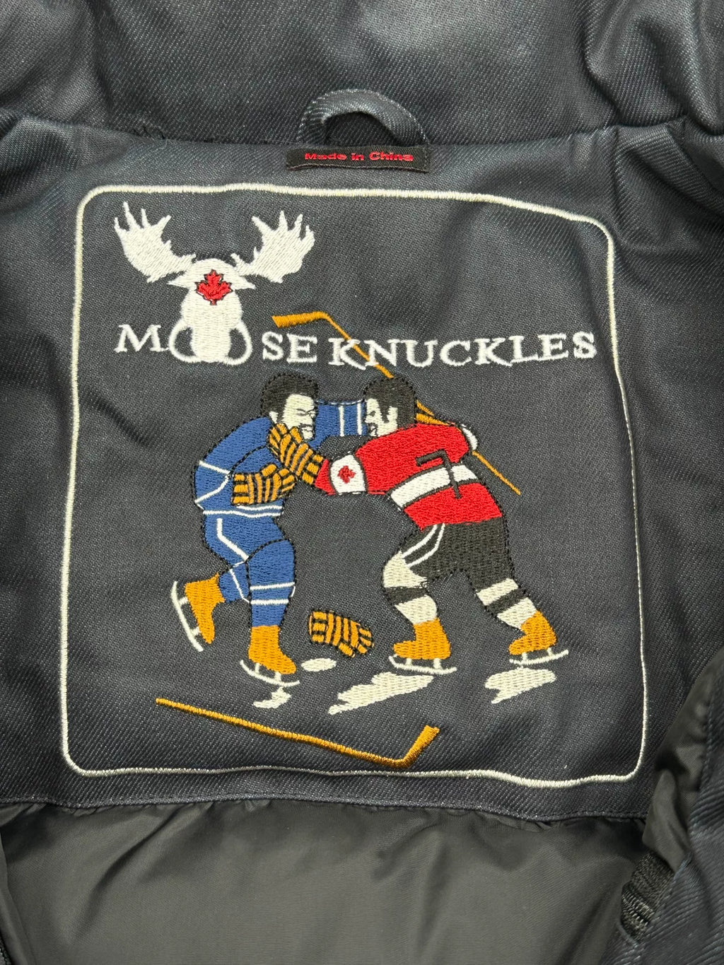 Moose Knuckles Original Blue Black Debbie Detachable Sleeve Down Jacket