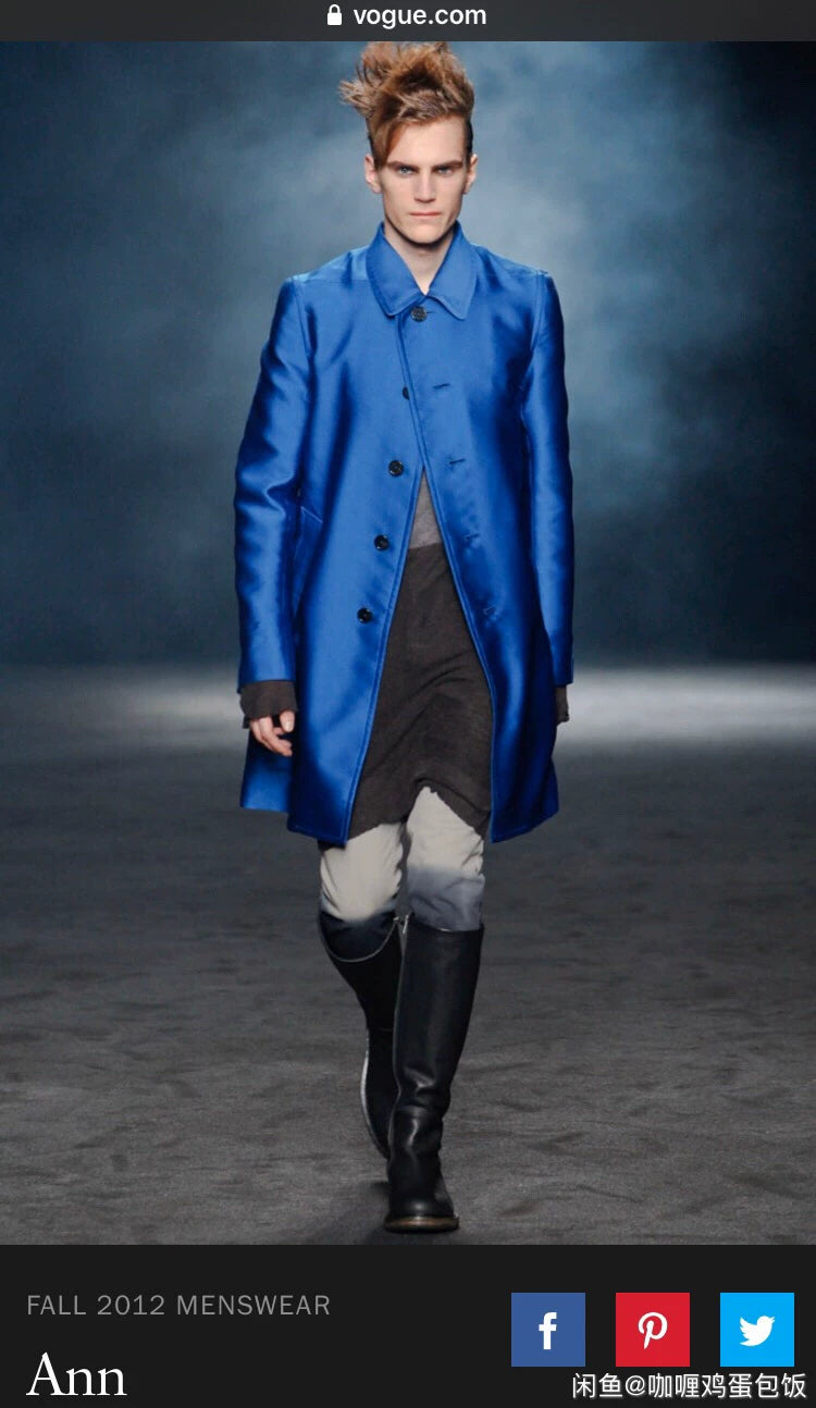 Ann Demeulemeester FW12 Electric Blue Cupro Jacket