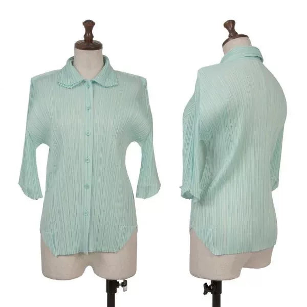 Issey Miyake Vintage Green Pleated Top